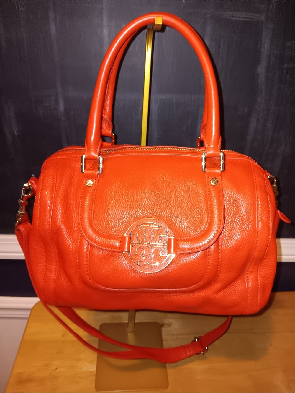 Tory Burch Leather Amanda Middy Satchel With Long Strap
